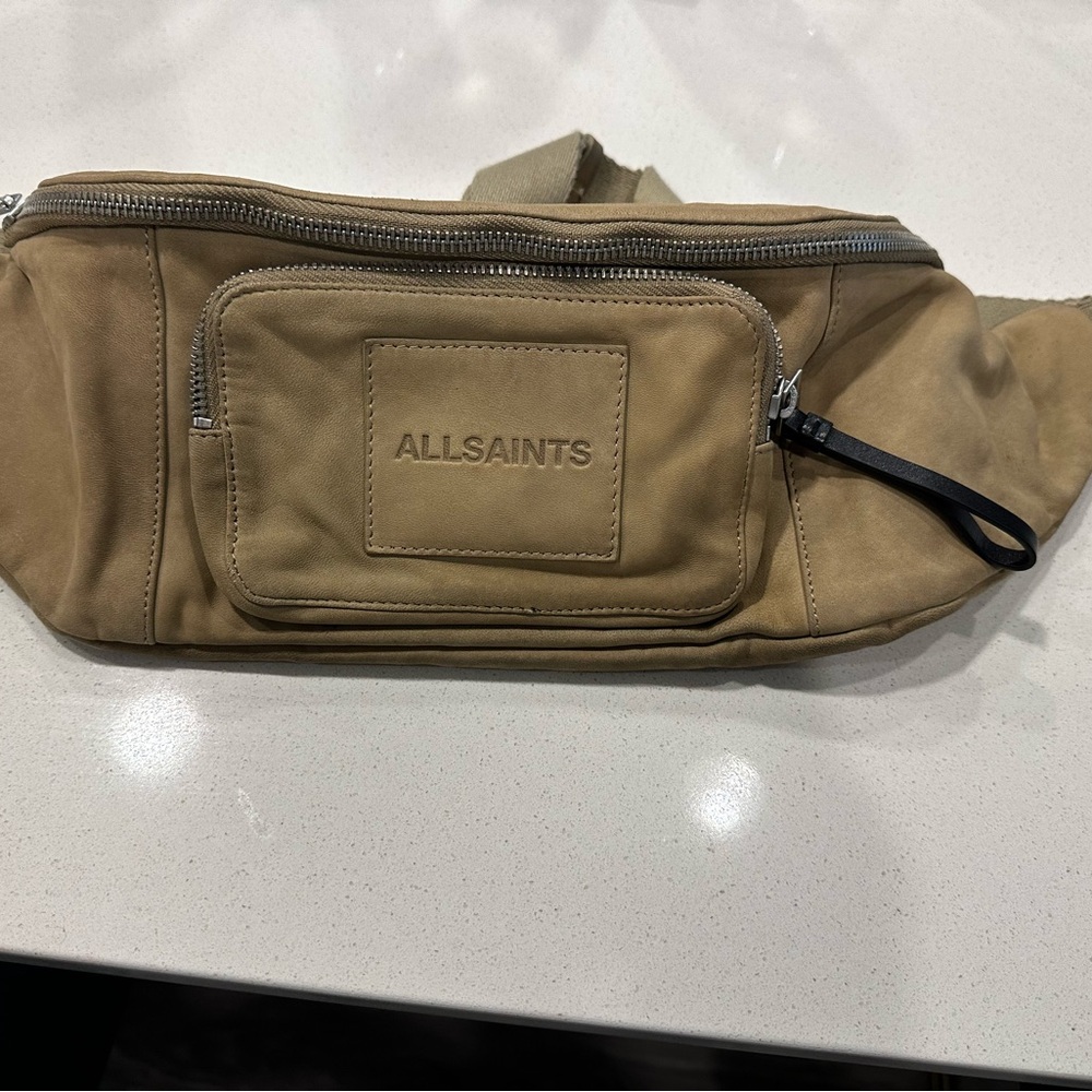 All Saints washed leather bumbag